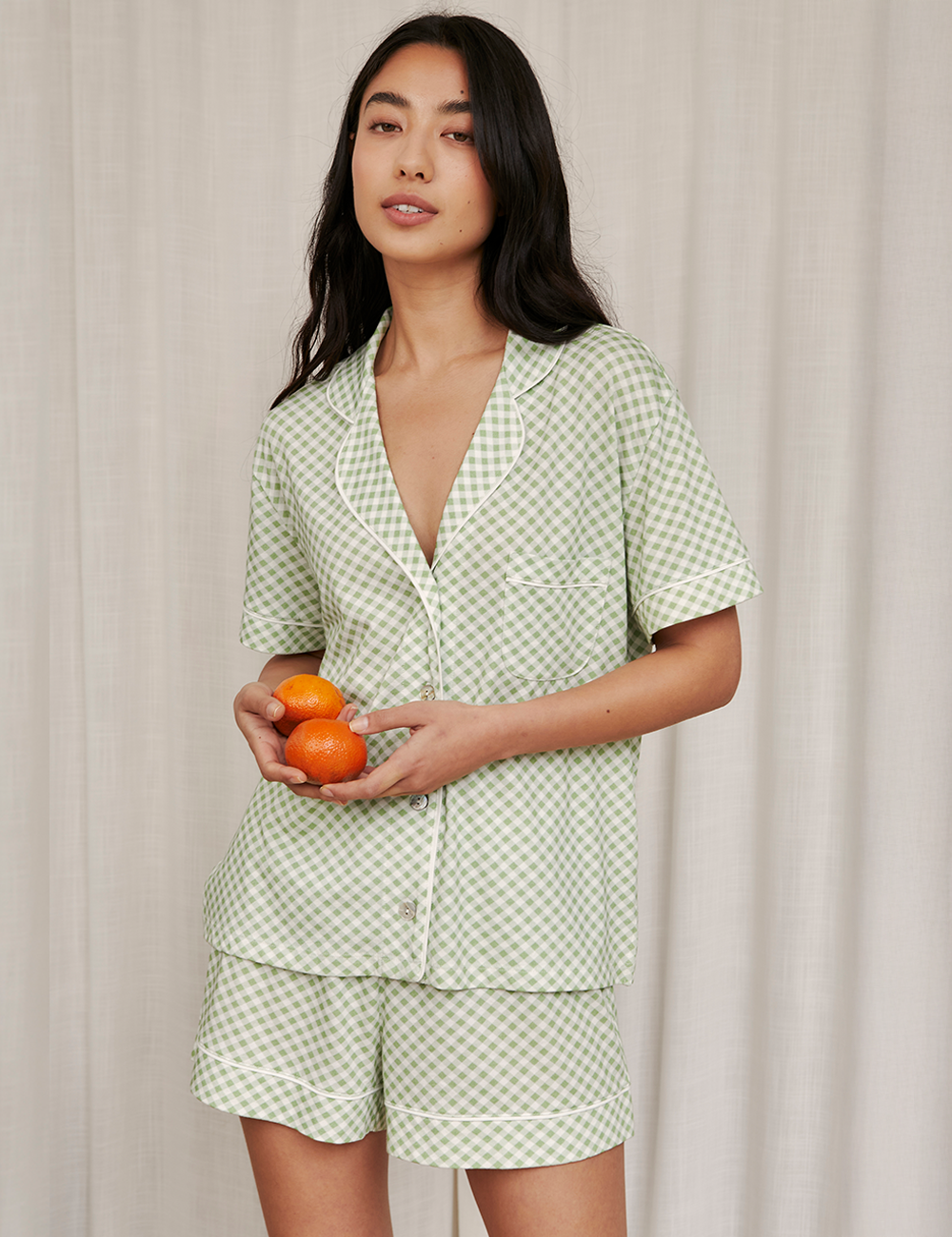 Boyfriend Vera PJ Set Gingham Green