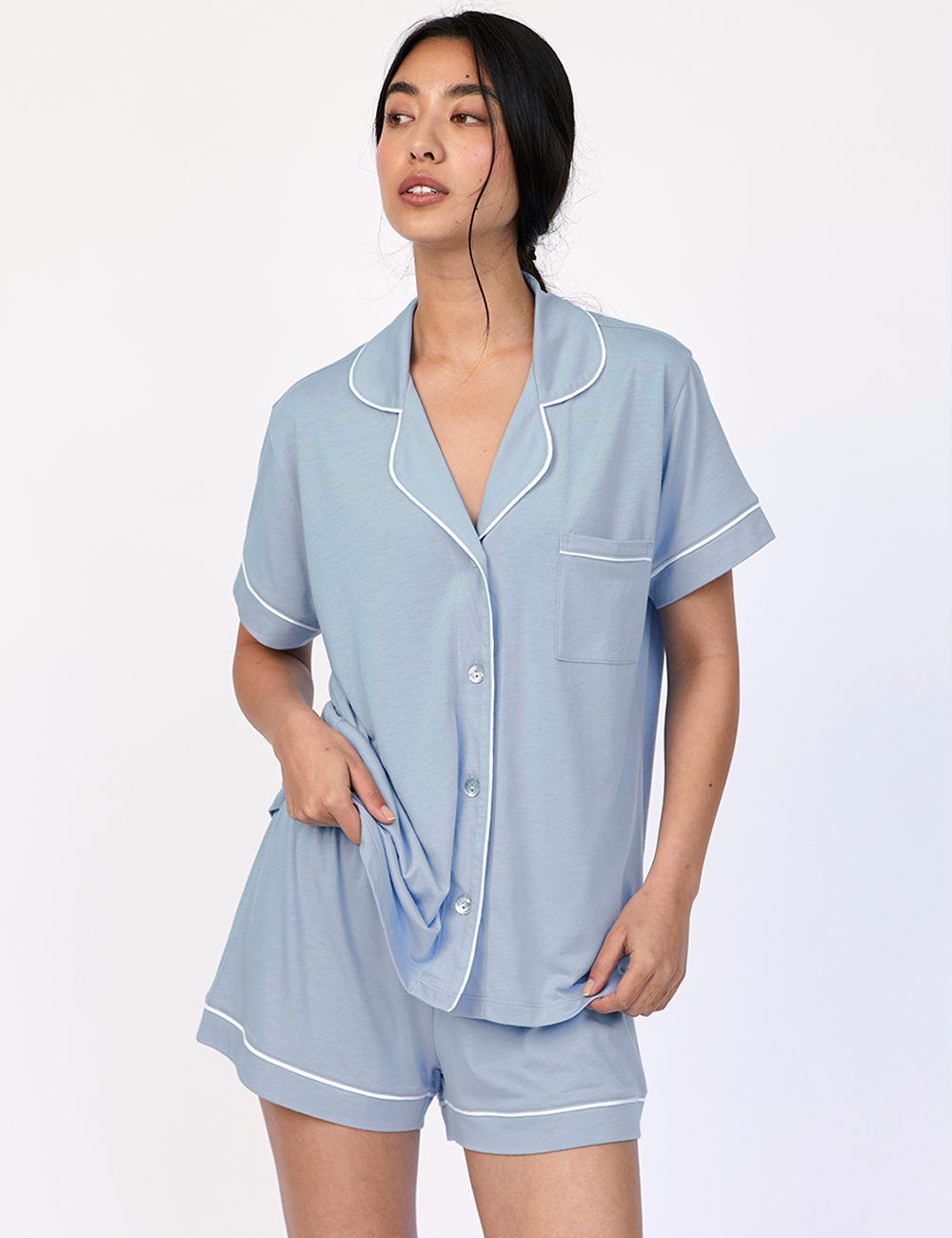 Boyfriend PJ Set Short Morning Sky