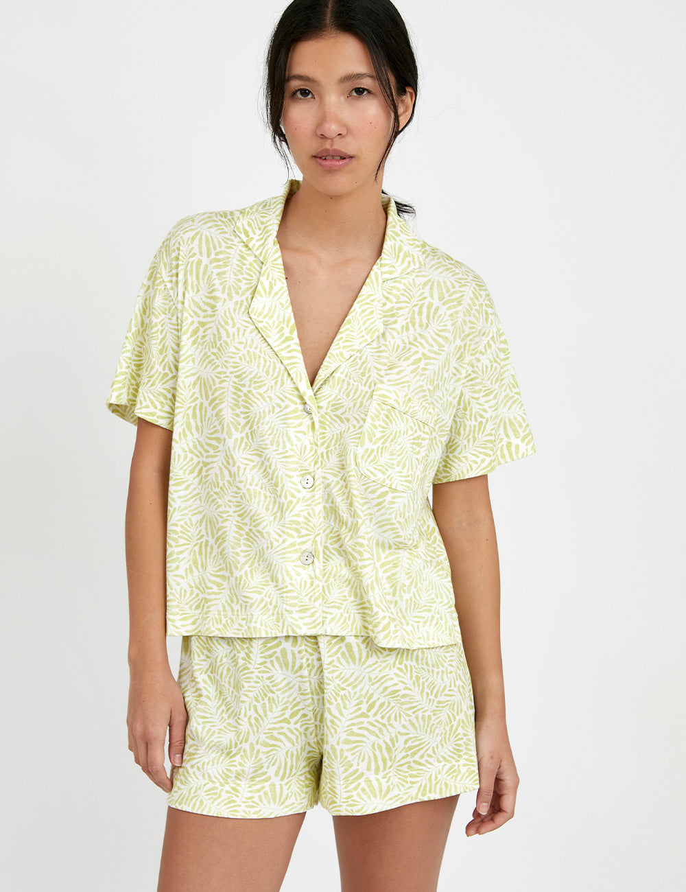 Boyfriend Aria PJ Set Short Citron Leaves