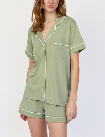 Boyfriend PJ Set Short Sage Green
