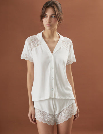 Boyfriend Vera Short PJ Set Bridal Ivory