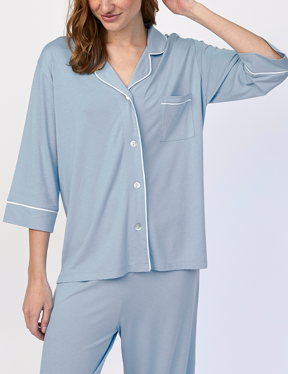 Boyfriend PJ Set Midi Morning Sky
