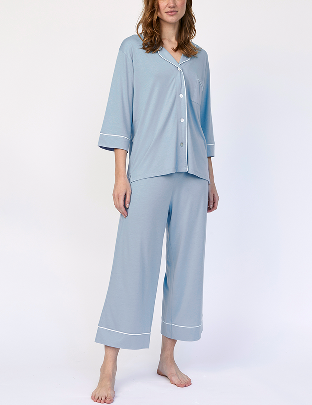 Boyfriend PJ Set Midi Morning Sky