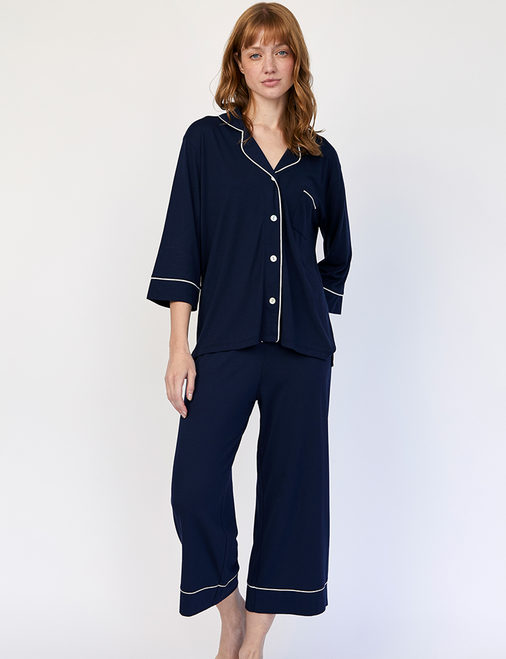 Boyfriend Midi PJ Set Indigo
