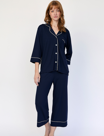 Boyfriend Midi PJ Set Indigo
