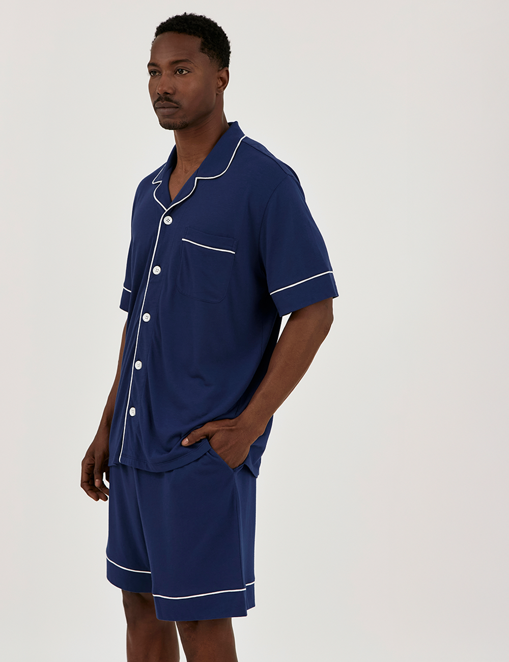 Men PJ Set Short Sapphire Blue