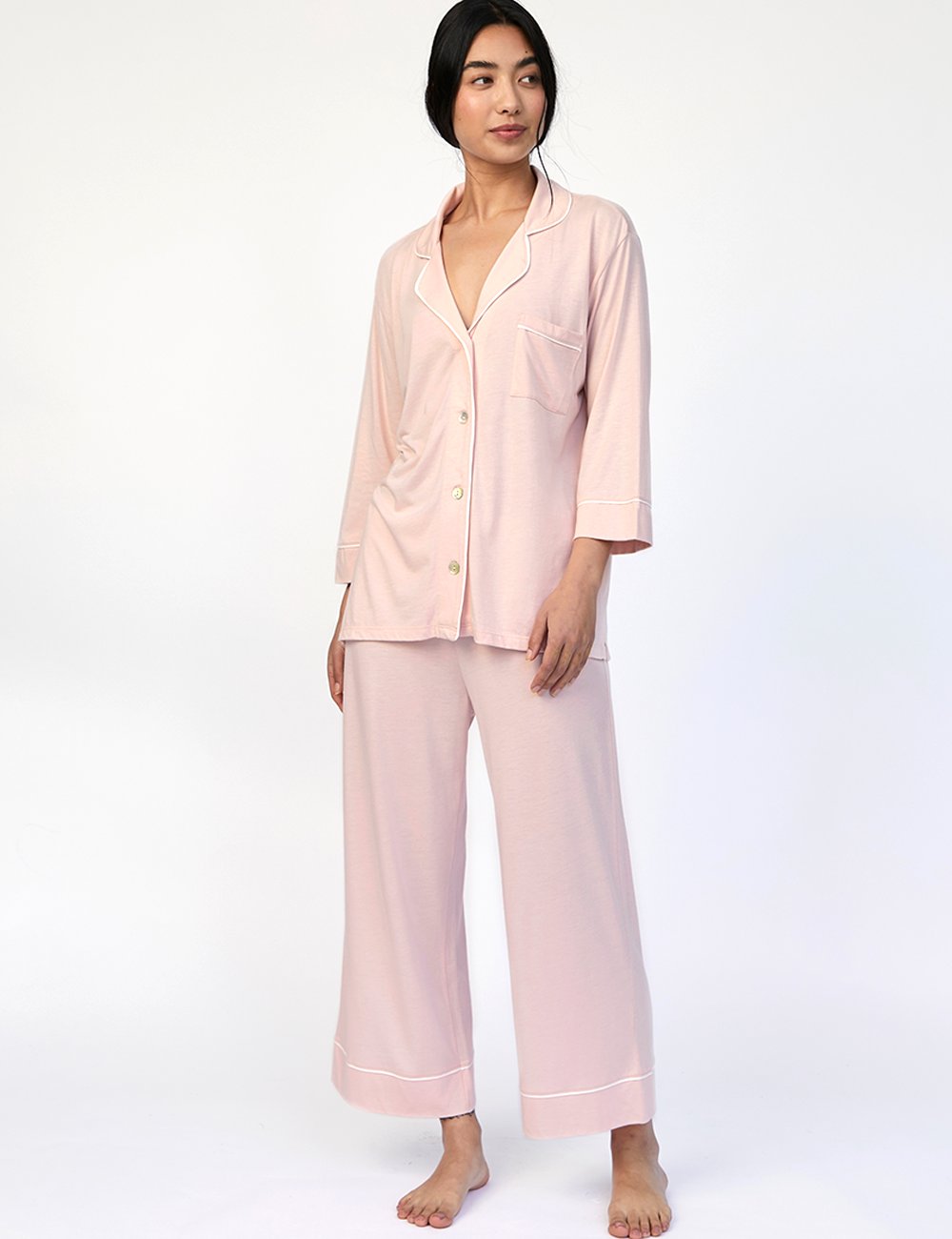 Boyfriend Midi PJ Set Light Rosebloom