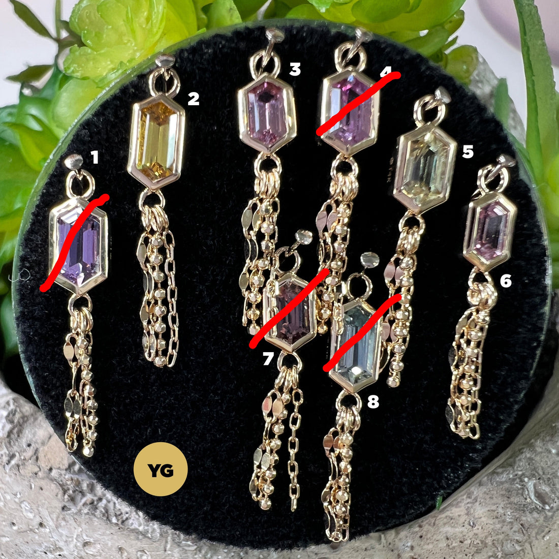 LE 2025 Bezel Set Elongated Hexagon Sapphire with 3 Mixed Chains Charm One-Of-A-Kind