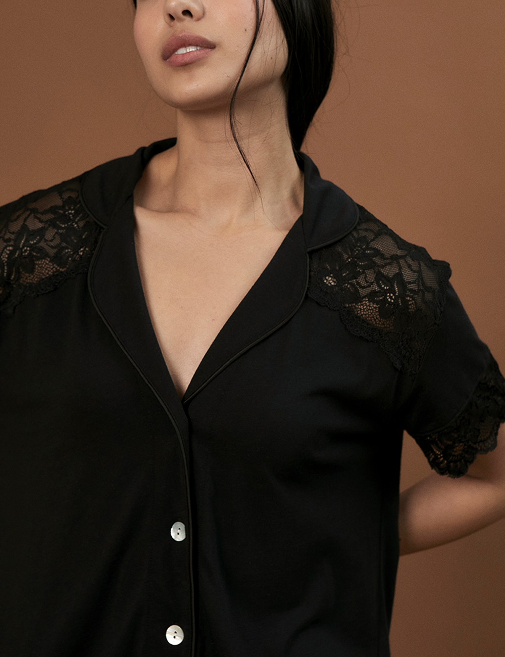 Boyfriend Vera Short PJ Set Bridal Black